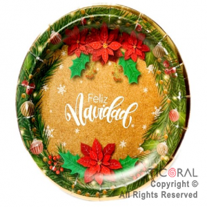 PLATO NAVIDAD FELIZ NAVIDAD KRAFT x 8